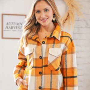 BEST SELLER: Women's Fall Winter Fleece Plaid Oversized Jacket/Shacket